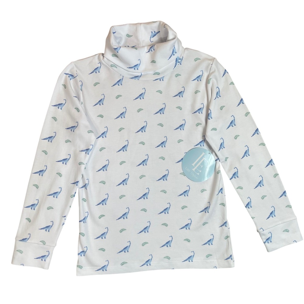 Little English Dinosaur Print Turtleneck Long Sleeve 100%‎ Pima Cotton Kid Sz 8